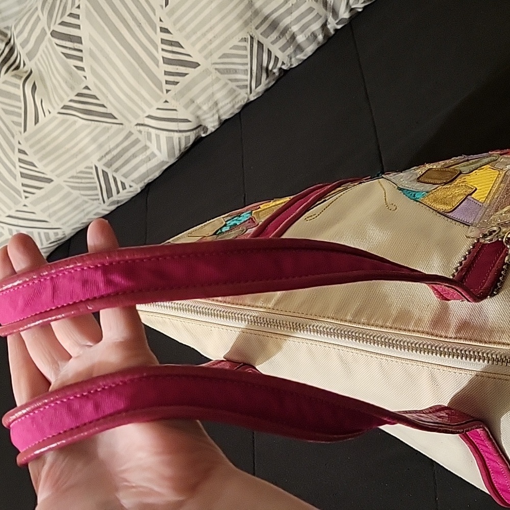 Coach Rare Multicolor Sequin, Metalic, and Mosiac Leather Butterfly Canvas Tote - Picture 5 of 17